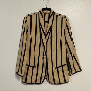Chiwitt Linen cotton blend stripe Blazer Beige & Black Size 38/ Large